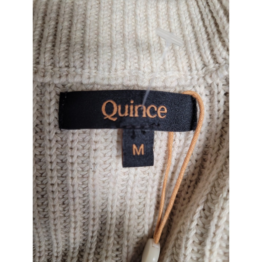 Quince Mens 100% Organic Cotton Fisherman Crew Neck Sweater Beige Oatmeal Size M - Picture 3 of 5